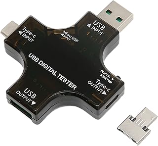 Glomora USB C Digital Tester, Multifunctional 2 - in - 1 Voltmeter/Ammeter: IPS Color Screen with USB Clip Cable for Mobiles & Laptops