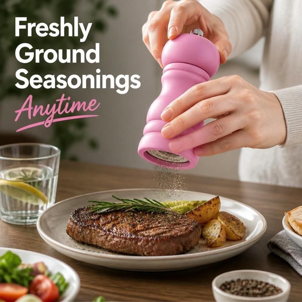 Wooden Salt and Pepper Grinder Mill Shakers Stainless Steel Adjustable Coarseness Seasoning Mill Manual Spice Grinder Kitchen Cooking Dining Table Accessories for Meal Prep, Green