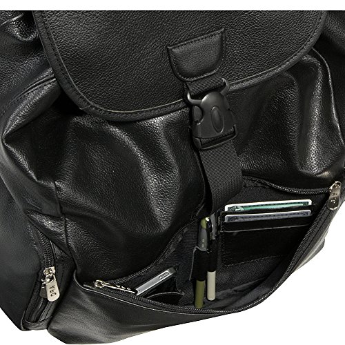 Black Leather Jumbo Backpack (#1518-0)4