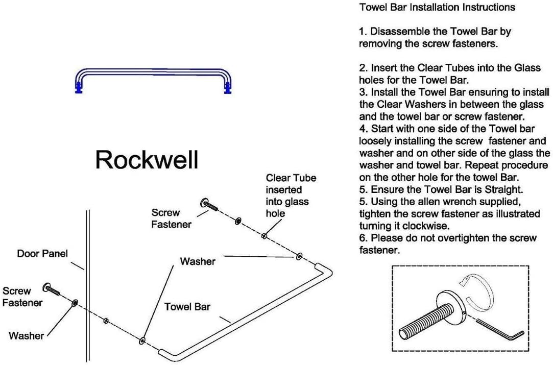 Rockwell Security 18" Ladder Type Single Side Towel Bar in Brushed Nickel Finish for Glass Shower Doors