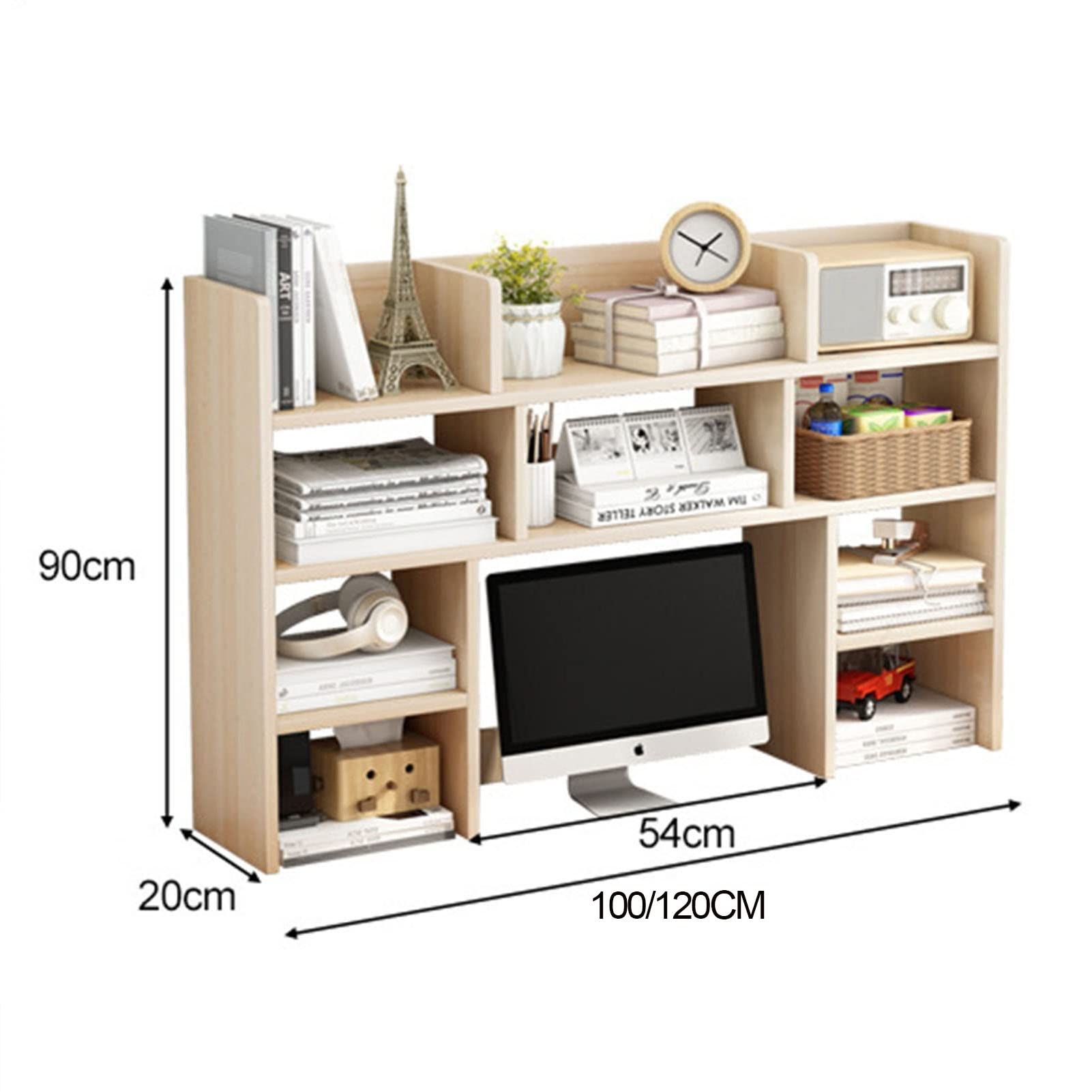 Scaffale Organizer Da Scrivania A 2 Ripiani In Legno - Mensola Multiuso Per Casa E Ufficio, Bianco, 40x20x36 Cm