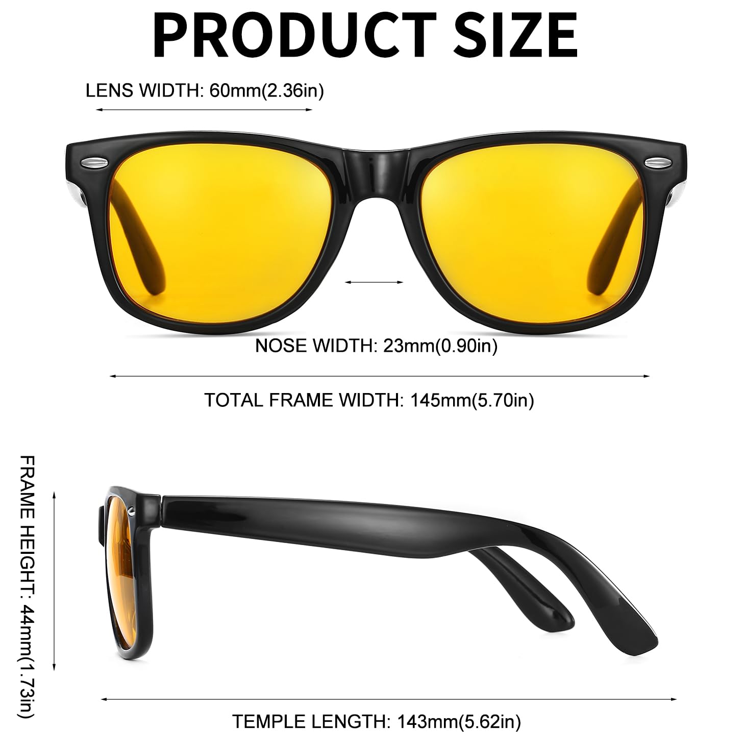 GLCLRS Oversized Blue Light Blocking Glasses, Yellow Tinted Eyeglasses, Blue Light Filter for Enhanced Clarity and Reduced Eye Strain (Yellow)