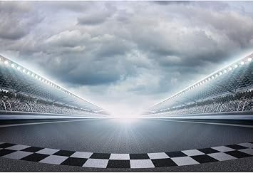 Polyester 6x4ft Finish Line Race Track Backdrops for Photography Car Racing Backgrounds Sports Car Backdrop for Birthday Party Bleachers Auto Motorsport Competition Champion Backdrop