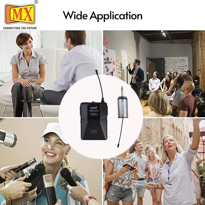Image of MX Professional UHF Wireless Cordless Microphones with 2 Body Pack Transmitter MICS and 2 Variable Frequency Receiver for Podcast Conference Vlogging Church Interview Teaching