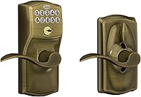 Vista 31 de SCHLAGE FE595 CAM 619 GEO Camelot, cerradura de entrada de teclado con Flex-Lock y perillas de estilo georgiano, níquel satinado