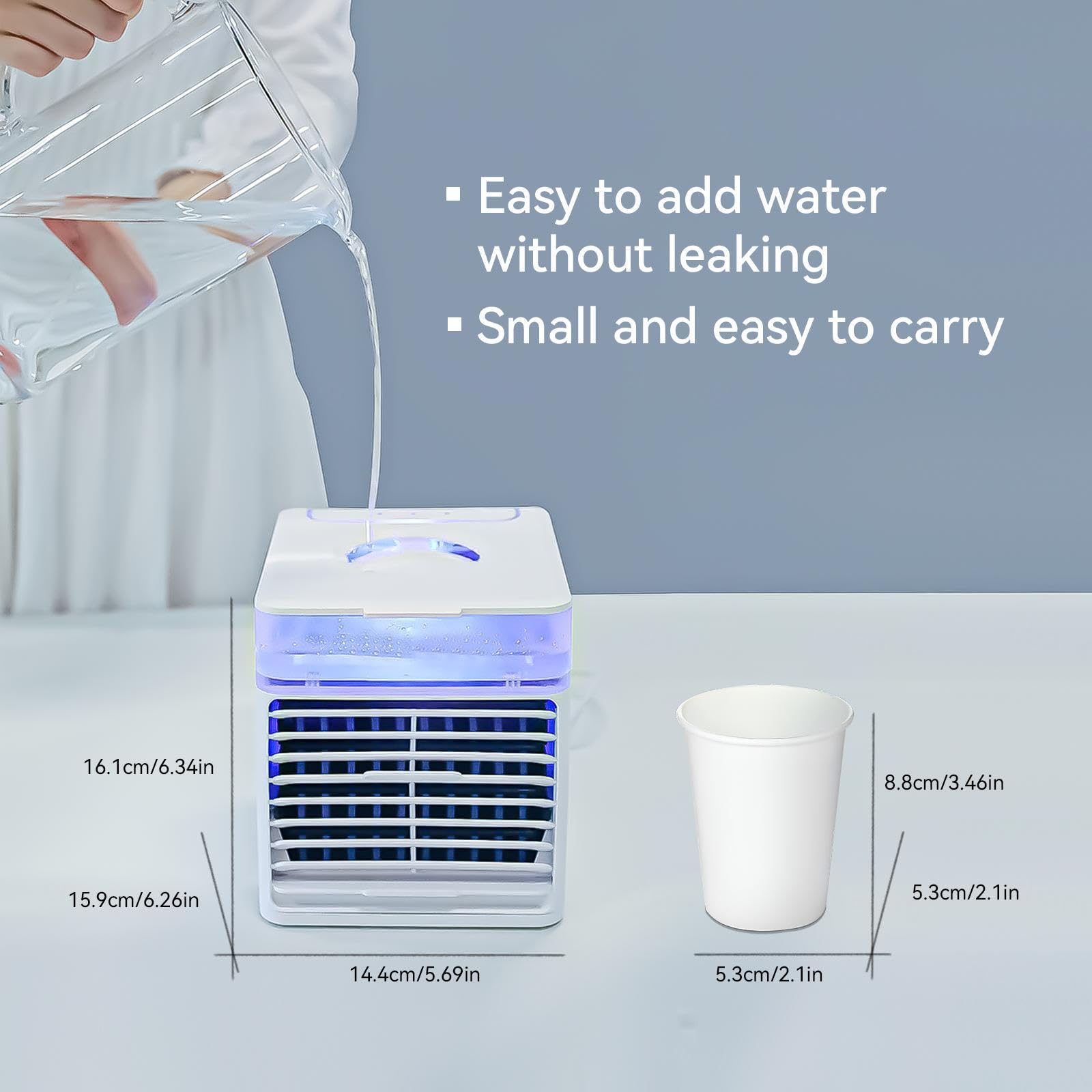 Nebulizador Portatil - Compacto Y PortáTil Air Conditioner Portable - Utilice Solo Agua Limpia Climatizador Enfriador - para RefrigeracióN Silenciosa De La Oficina En Casa