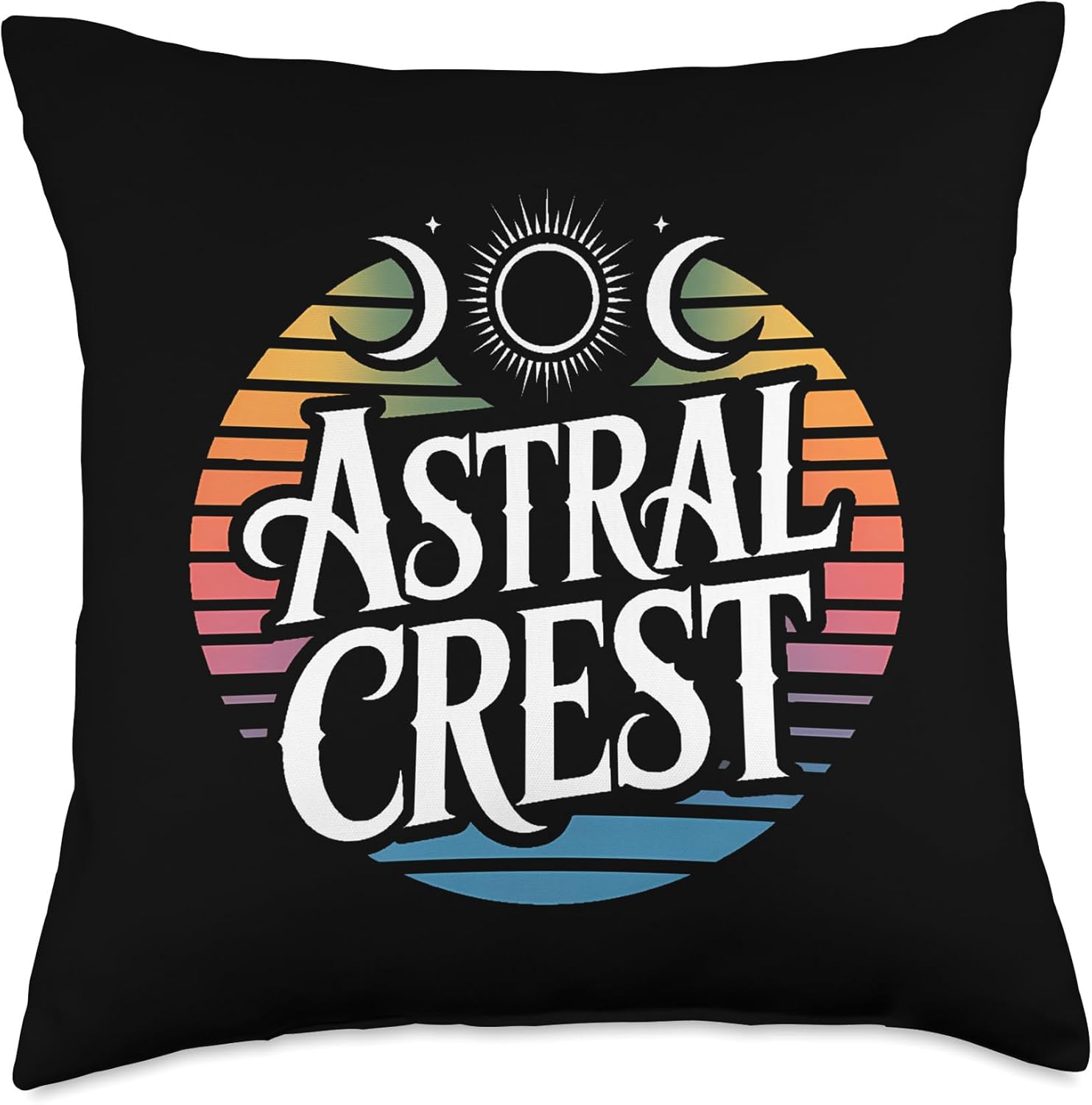 Tarot Tattoo Artist Mystical Crescent Lines Retro Throw Pillow