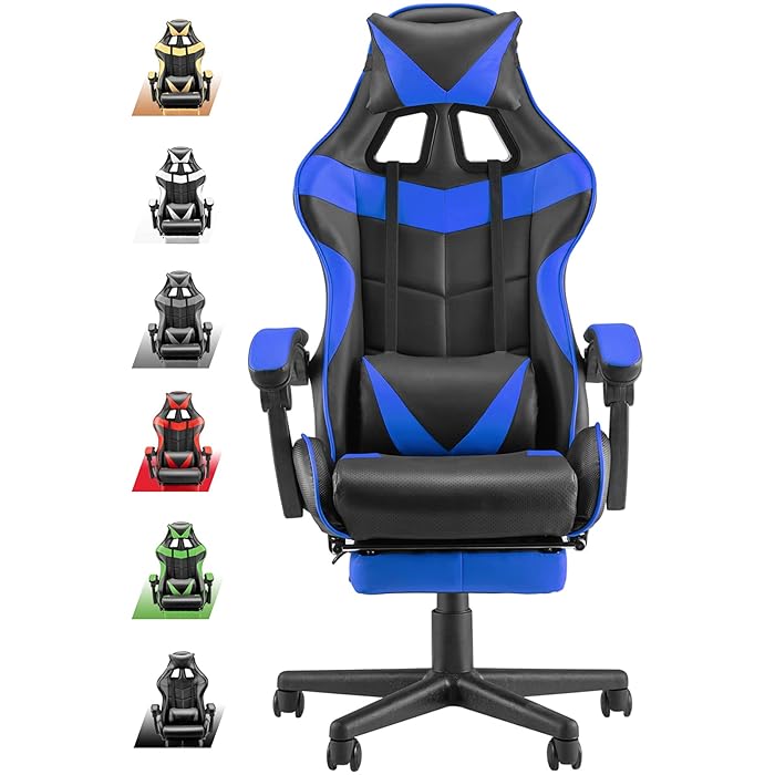 Buy Soontrans Blue Gaming Chair with Footrest, Computer Gaming Chair