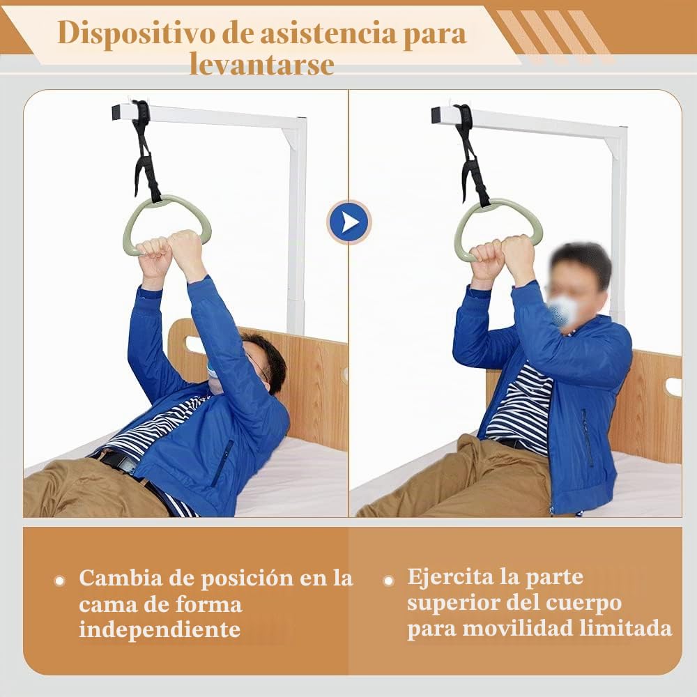 Barra de trapecio para cama, soporte de trapecio, elevación de cama para personas mayores, ayuda a la cama de hospital, soporte de suelo para movilidad médica, barra de trapecio(blanco)