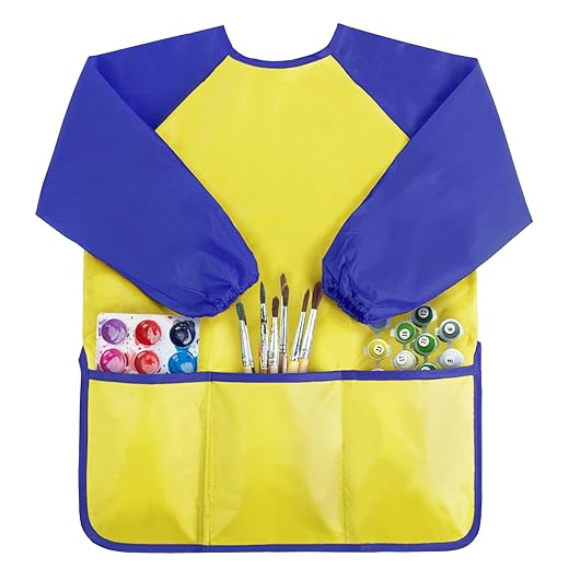 Kopokita Blusa de arte infantil, avental de pintura infantil, impermeável, com manga comprida e 3 bolsos