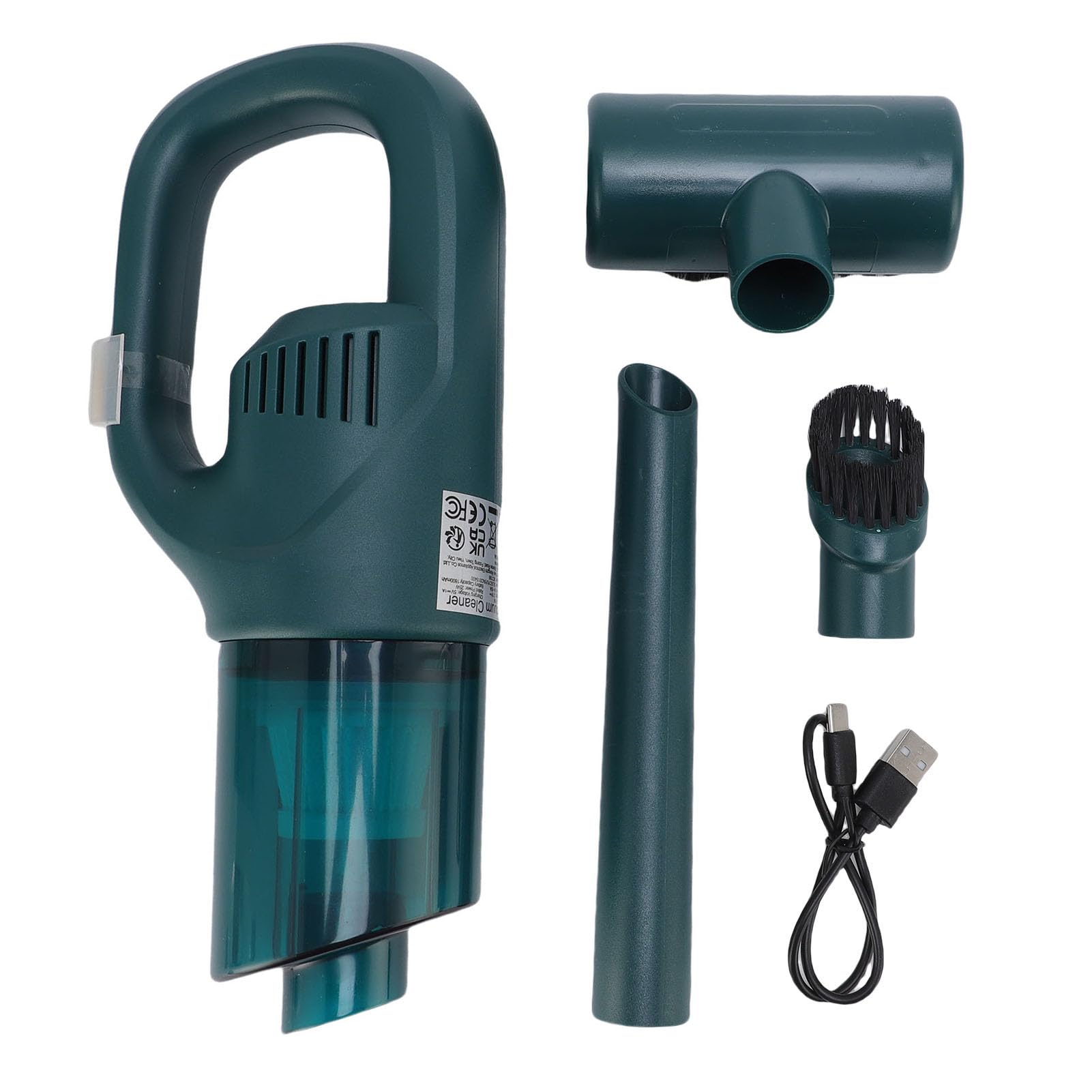 Aspiradora de Mano inalámbrica Potente succión, batería de Litio de 1800 mAh, Ligera para la Limpieza de Muebles del hogar y el Coche, con Boquilla y Accesorios.