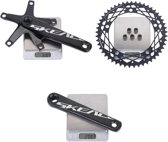 BOLANY 165mm Bike Cranksets 144BCD Lightweight Aluminium Alloy Single Speed Round Chainring Fit for Track Bicycle Fixed Gear Bike Crankset with Bottom (48T/49T)