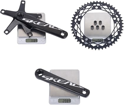 BOLANY 165mm Bike Cranksets 144BCD Lightweight Aluminium Alloy Single Speed Round Chainring Fit for Track Bicycle Fixed Gear Bike Crankset with Bottom (48T/49T)
