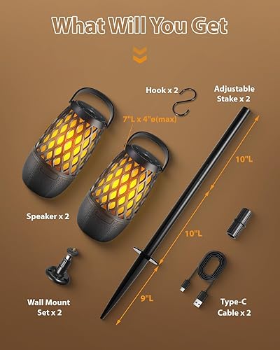 Miniatura 7 de Altavoces Bluetooth para exteriores, impermeables, inalámbricos, para exteriores, con luces de llama, dispositivos tecnológicos, regalo para