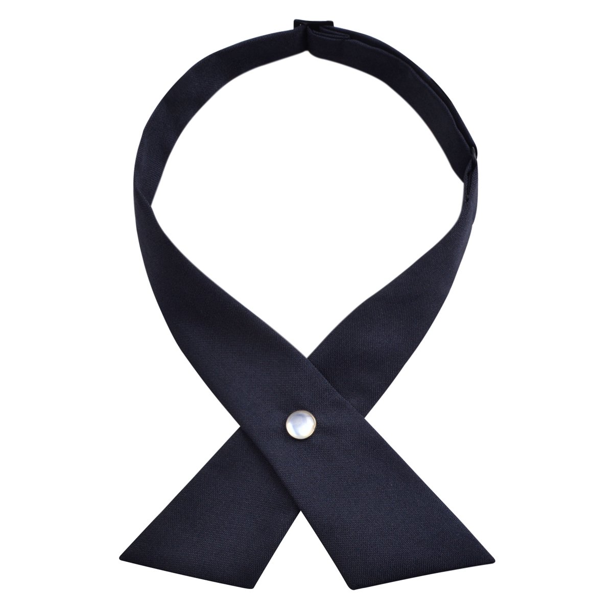 Alizeal Unisex Criss Cross Bow Tie Solid Color Adjustable Button Neck School Uniform Tie for Women/Men/Girls/Boys, Dark Navy