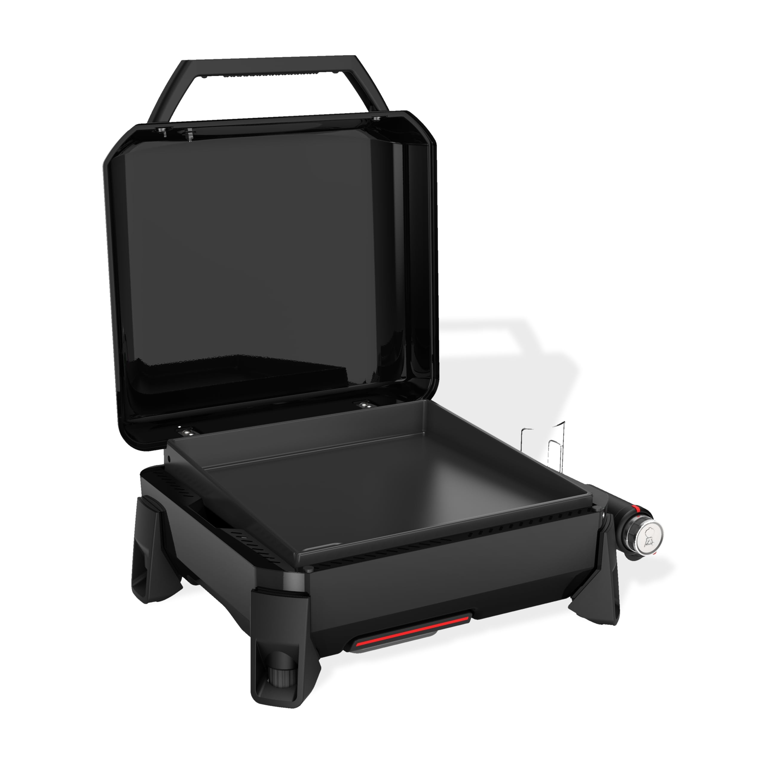 Weber Slate GP Tragbare Premium Gasgrillplatte | Gleichmäßige Hitze bis zum Rand, Bis zu 260 °C, Antihaft-Grillfläche (43 x 41 cm), Höhenverstellbare Füße, Schwarz