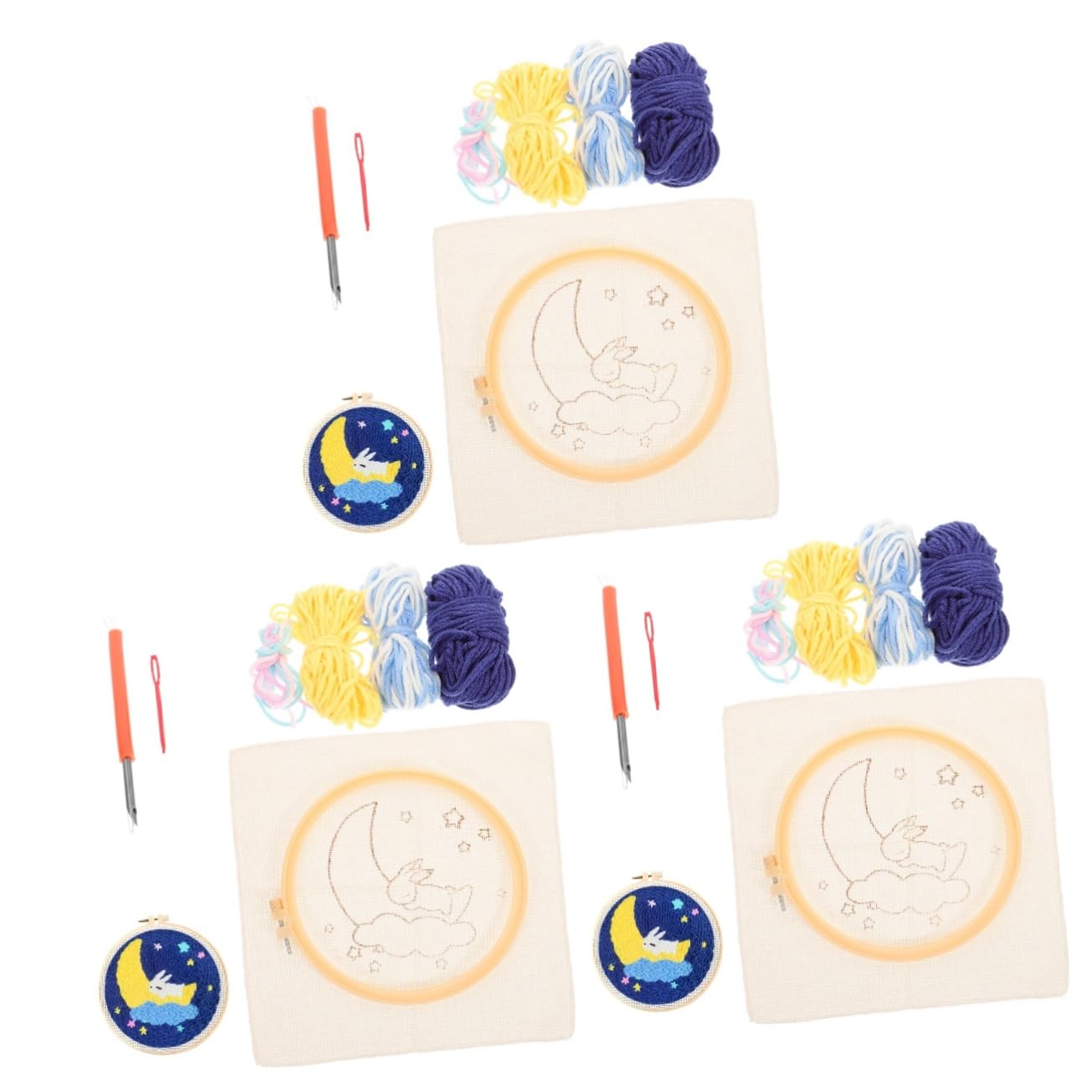 Lurrose 3sets Kit Di Ricamo Per Principianti Con Aghi Da Punzonatura Completo Per Adulti Facile Da Usare Per e Attività Creative Include Strumenti e Accessori Per Ricamo Decorativo