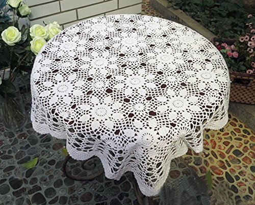 Laivigo Handmade Crochet Cotton Lace Tablecloth Placemats Doilies Doily Square,19 Inch,White #TOP4