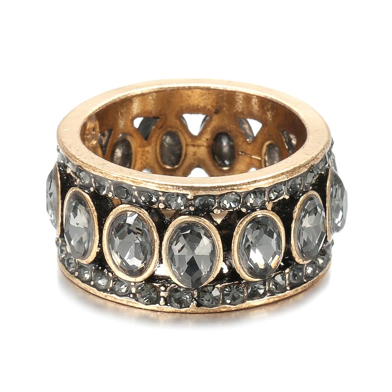 Grey Crystal Women's Ring | Antique Gold Round Ethnic Bridal Wedding Jewelry-image-18