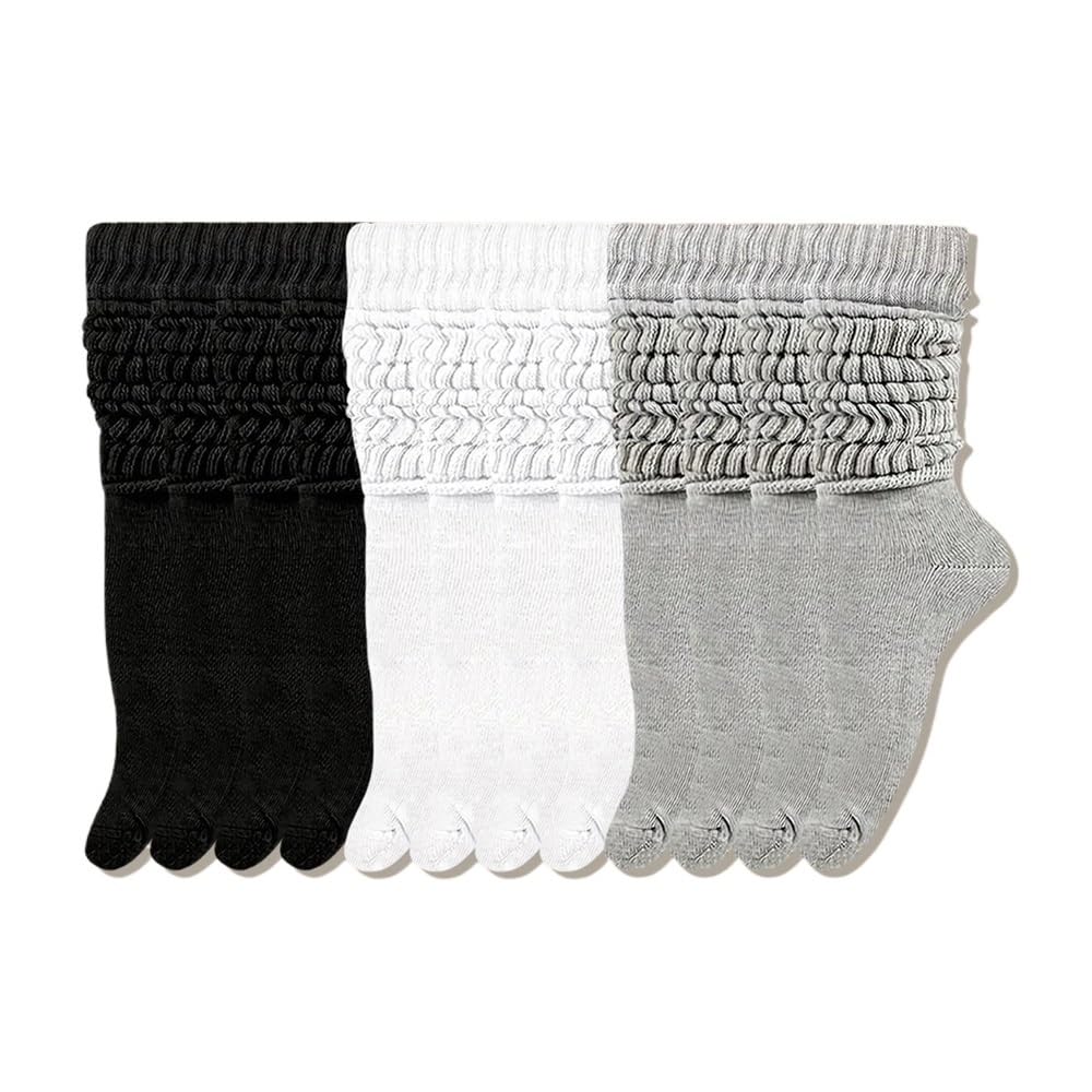 6 pares de calcetines de media pantorrilla gruesos de punto térmico para mujer, bonitos calcetines largos sueltos holgados para primavera, otoño e invierno