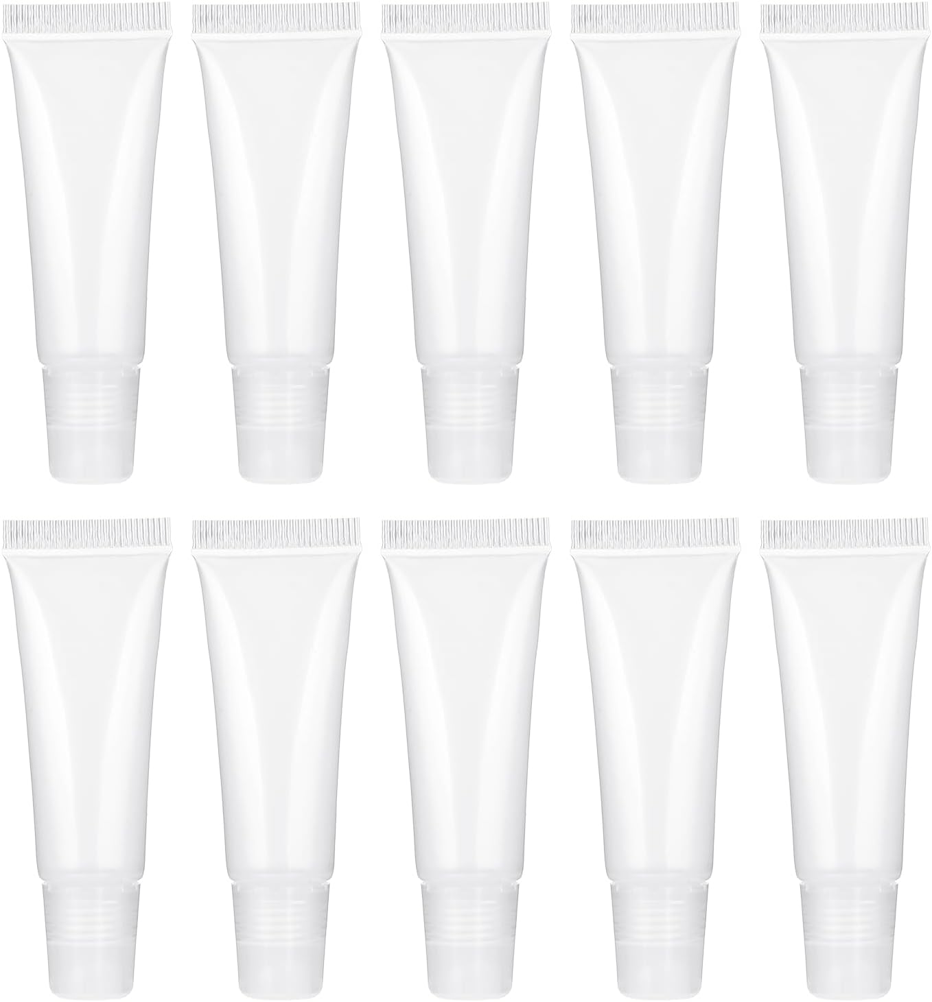10 Pack Refillable Travel Toothpaste Tube Empty Lip Gloss Tubes 10ml Small Squeeze Bottles Mini Cosmetic Tubes Clear Soft Empty Lip Balm Containers Mini Lipgloss Cream Dispenser