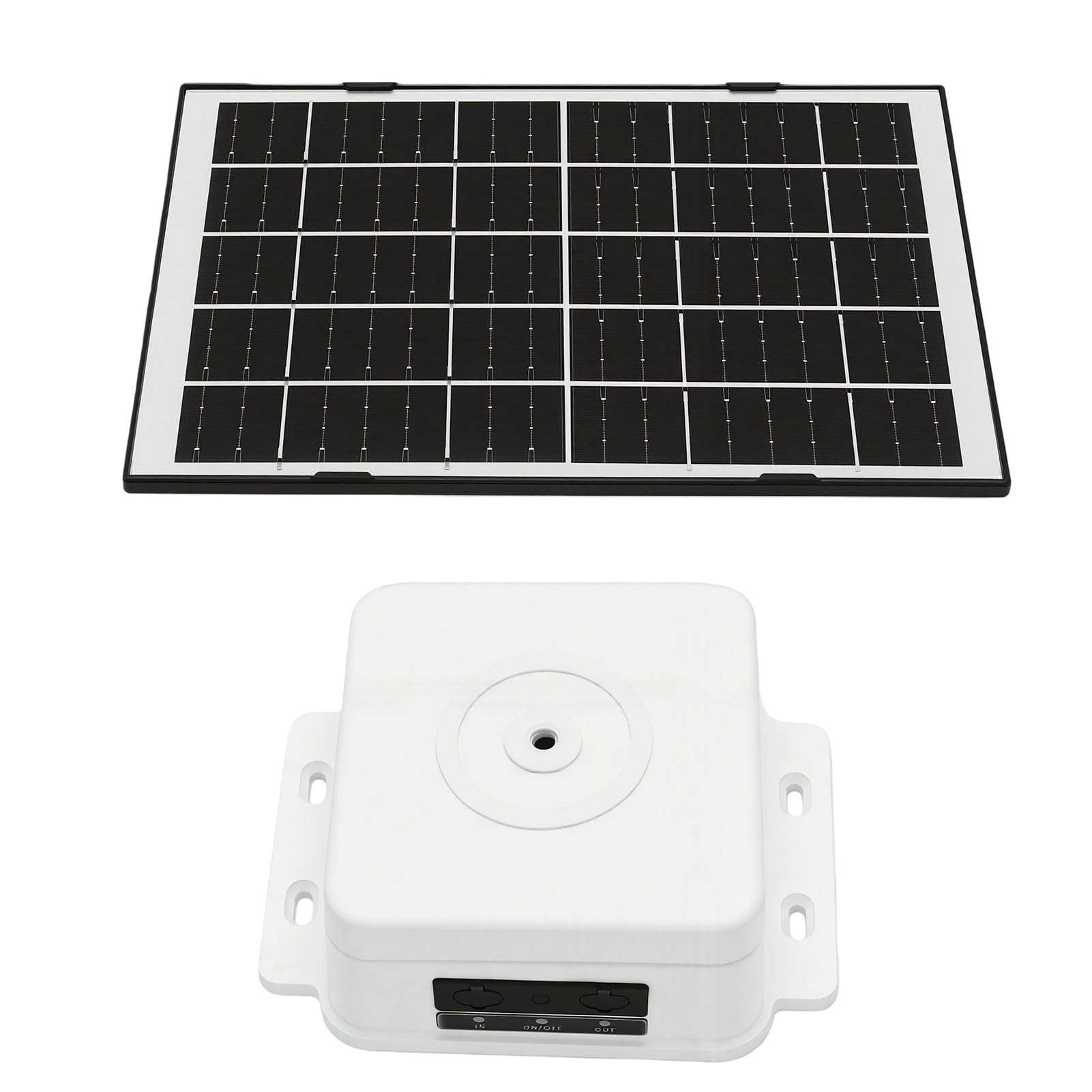XUMIUZIY Pannello Solare Portatile 4W USB Tipo C per Telecamera di (WHITE) | Materiale ABS, Impermeabile IP65, Batteria Interna da 15000mAh, Supporto Regolabile a 360°, Compatibile con Dispositivi a 5V.