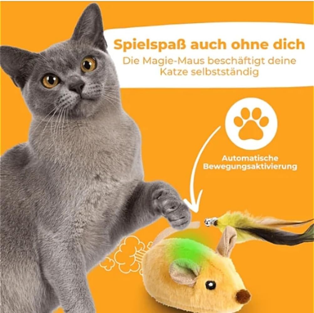 Magic Mouse Lot de 2 souris magiques pour chat, avec télécommande, jouet interactif pour chat, lavable et amovible, jaune