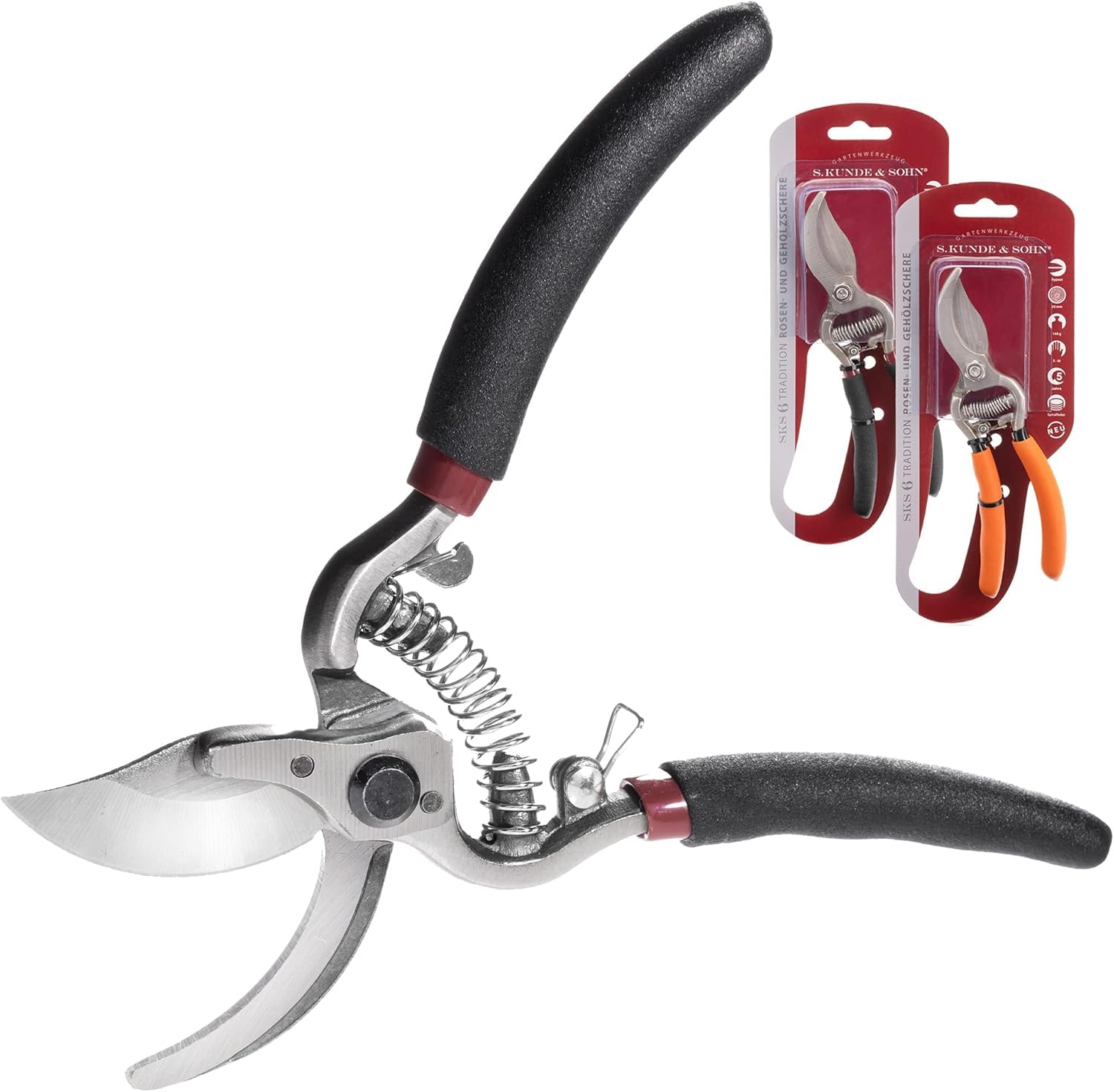 SKS – die leichteste geschmiedete Gartenschere 2ER-Set 2X SKS6 – ergonomisches Design – Bypass – Rosen-Rebschere – ∅20mm – kompl. beschichtet, rostfrei