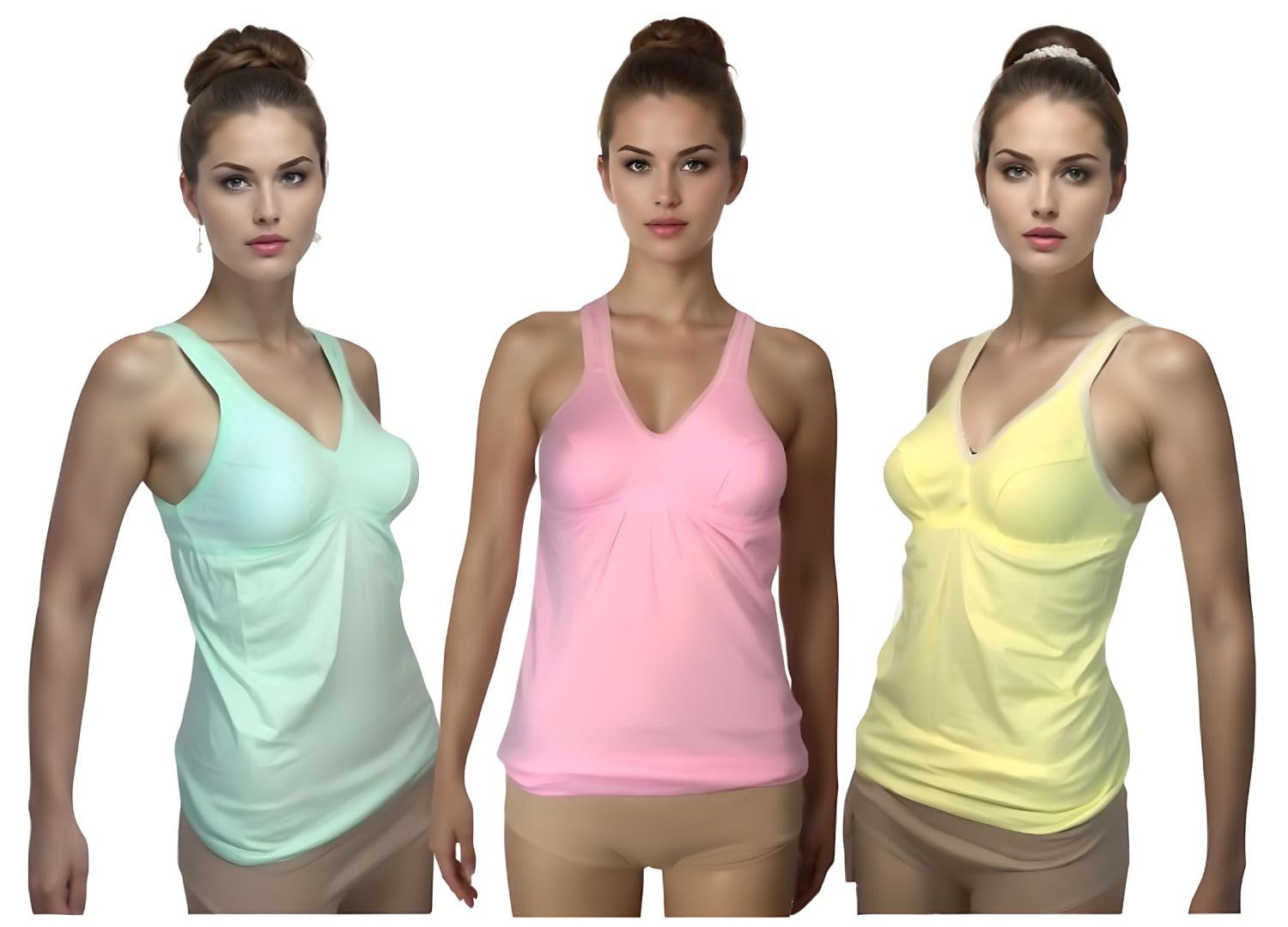 Tank Top/Vest Camisole Sando Spaghetti Chemise Inner Wear Camis for Girls and Women (Pack of 3 Multicolor)-picture-14