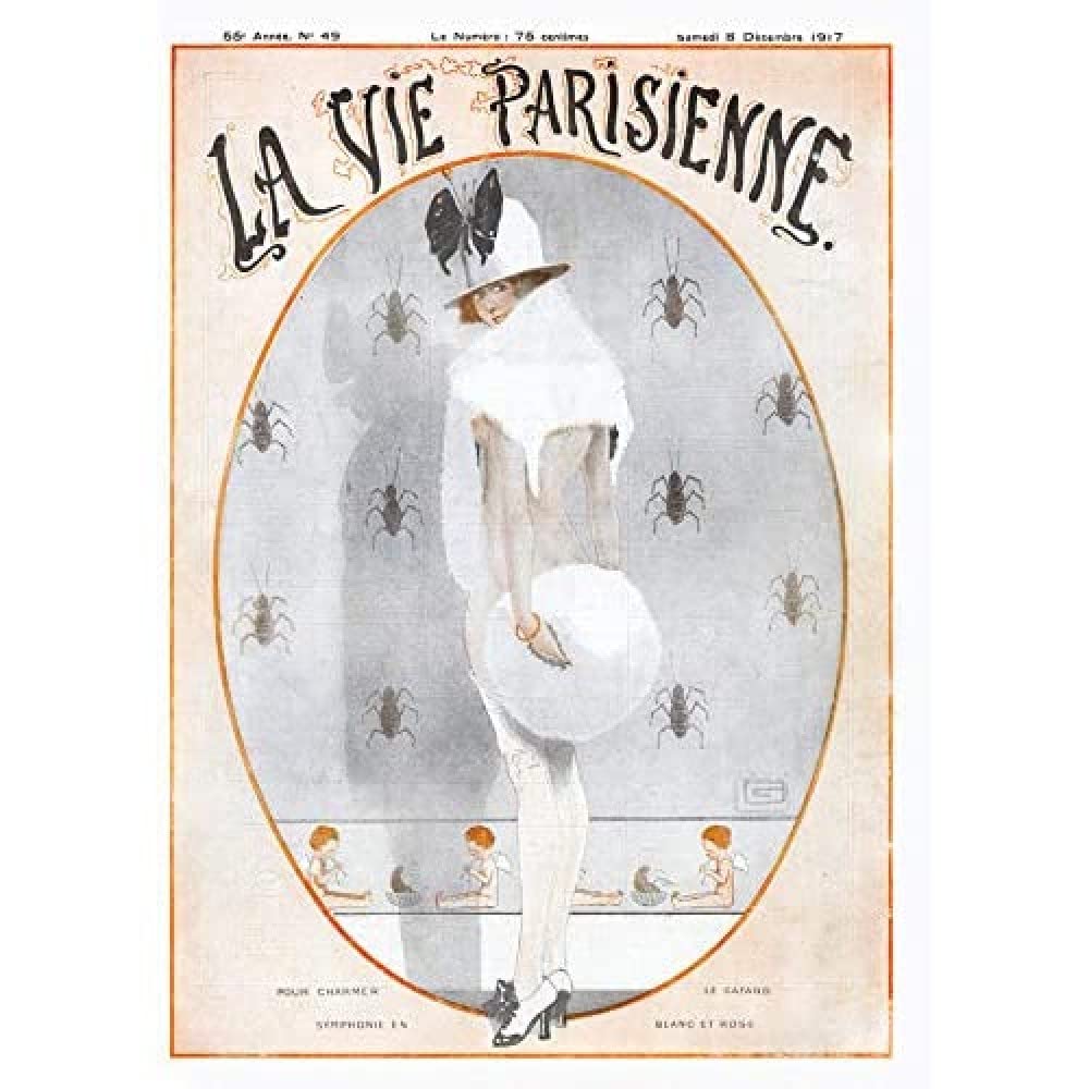 Artery8 La Vie Parisienne Woman White Charmer Magazine Cover Art Print Canvas Premium Wall Decor Poster Mural