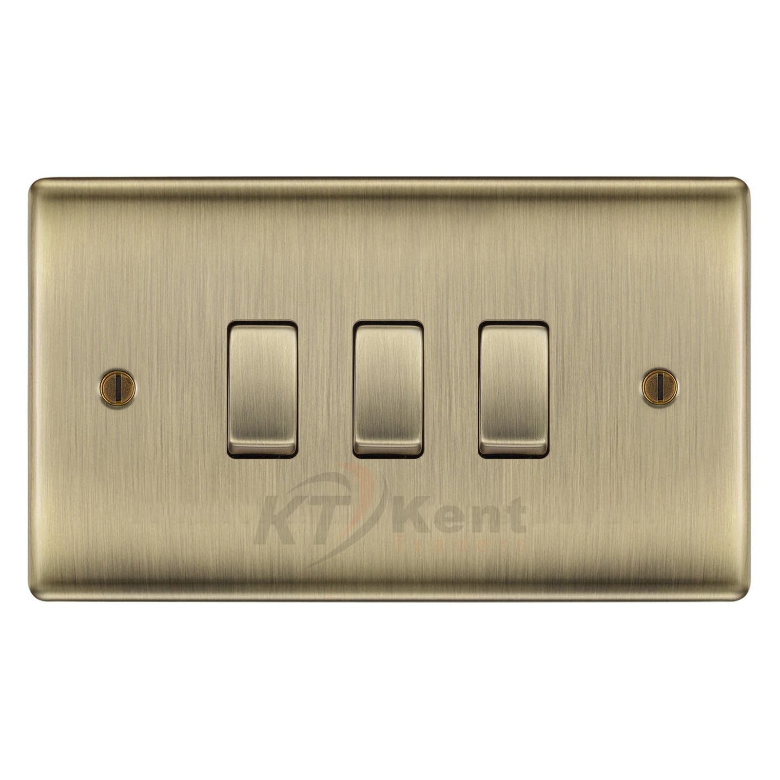 BG Nexus Antique Brass 3 Gang Switch 2x Intermediate 1x 1 or 2 Way Custom Grid