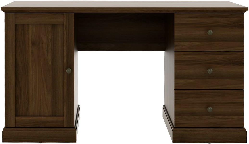 Furniture 247 1-Door 3-Drawer Study Desk, 60 x 140 x 74.5, Walnut Veneer