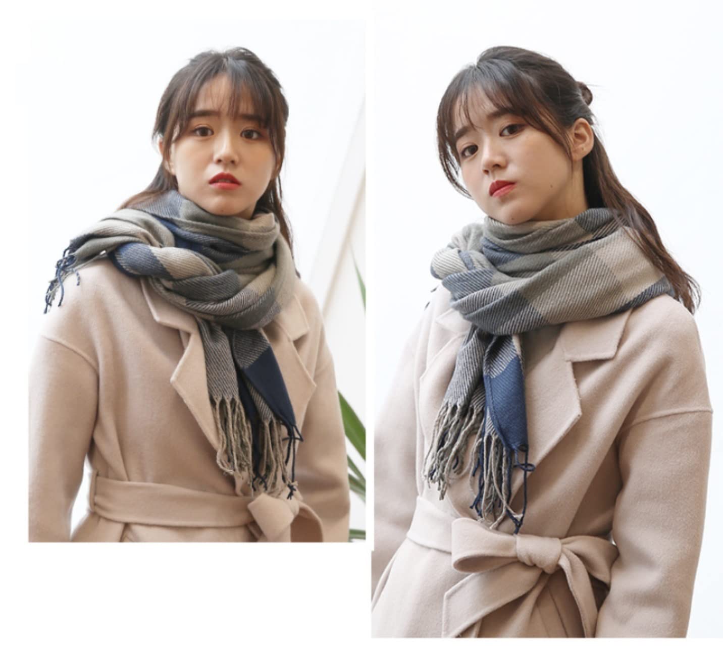 Bufanda Chal Bufanda A Cuadros Para Mujer Bufandas De Invierno Bufandas Con Borlas Hijab Estolas Suave y Cálida