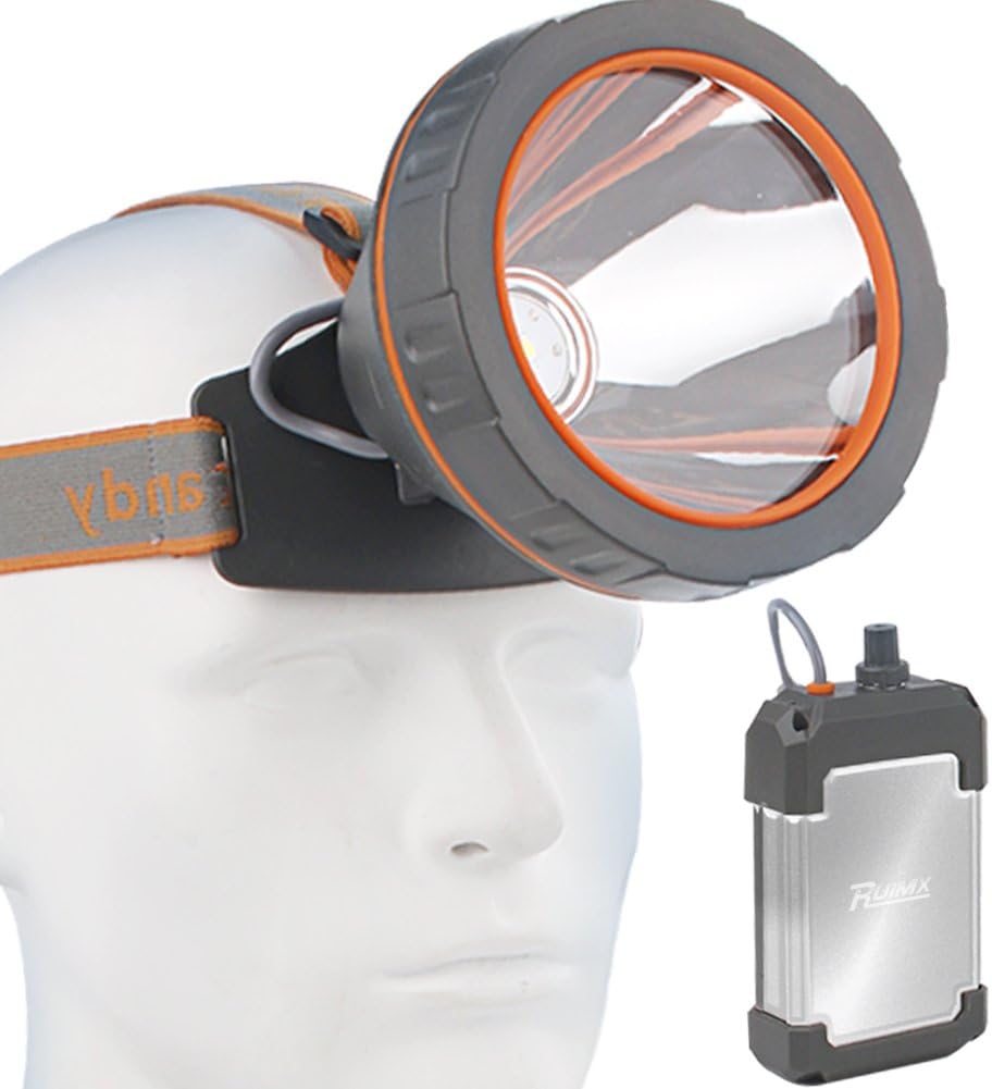 RUIMX Super Big Waterproof LED Headlamp with Belt Battery Pack, 7.5 to 95 Hours Operation Time from 0 to 2000 Lumen Output, Headlight for Hunting Caving Mining Working Camping Fishing Ridding