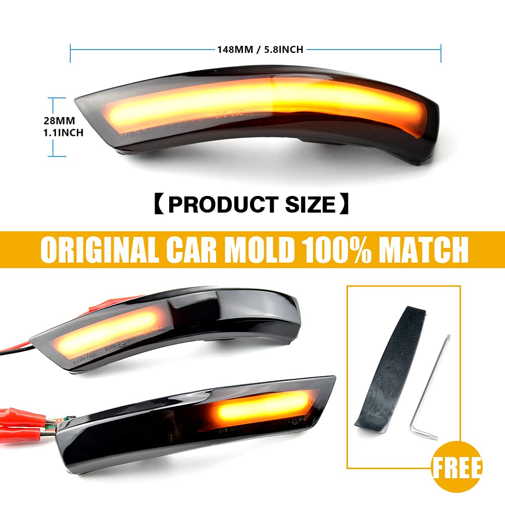 2 pezzi indicatori di direzione a LED per specchietto retrovisore, Compatibile con Fo-rd Fo-cus 2 3 MK2 MK3 Compatibile con Mond-eo MK4