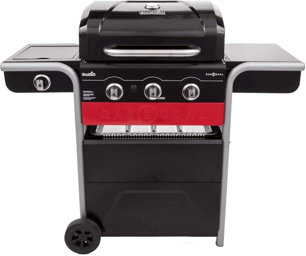 Char-Broil Gas BBQ Gas2Coal 330 Hybrid - 3-burner Gas & Coal Barbecue Grill - Ideal for Outdoor Cooking, Garden, Balcony and Patio