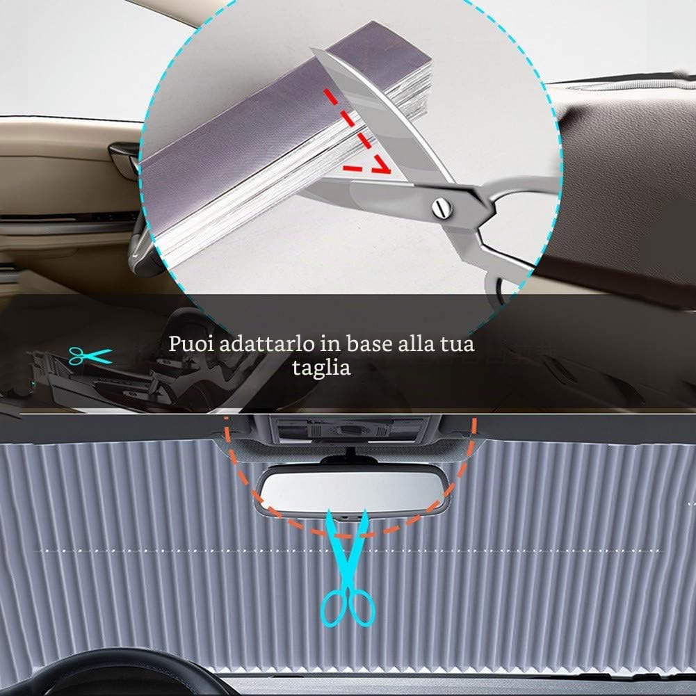 Parasole per parabrezza auto, stile a fisarmonica, retrattile e automatico, per parabrezza anteriore
