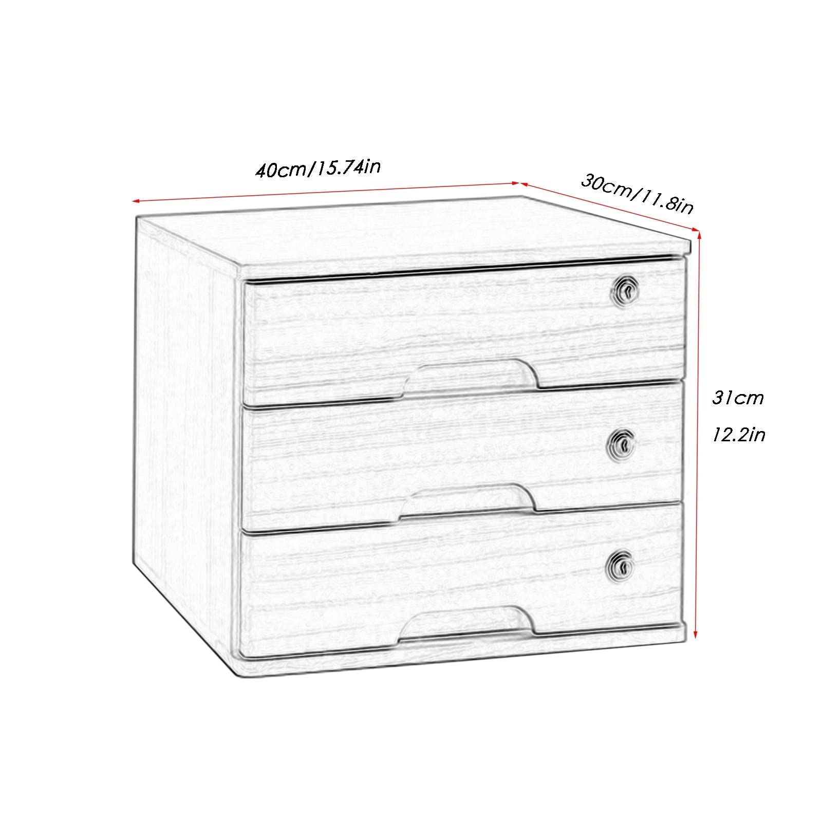 Organizzatore da scrivania, Scatola portaoggetti, cassetti, Porta ricevute A4, 1/2/3/4 Livelli, con cassetti (B, 3 cassetti)