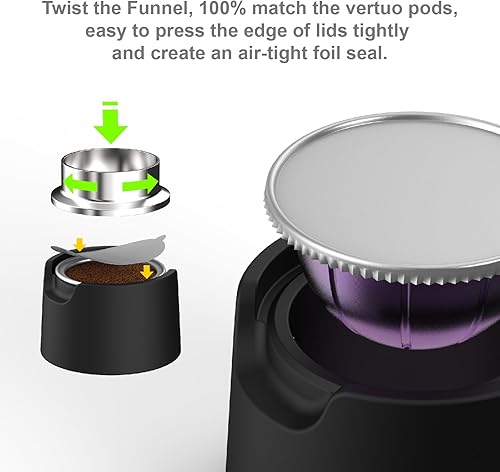 Miniatura 5 de Triplot Kit de cápsulas Vertuo reutilizables, para reutilizar cápsulas Nespresso Vertuo, con 50 tapas de sellado de papel de aluminio, asiento de