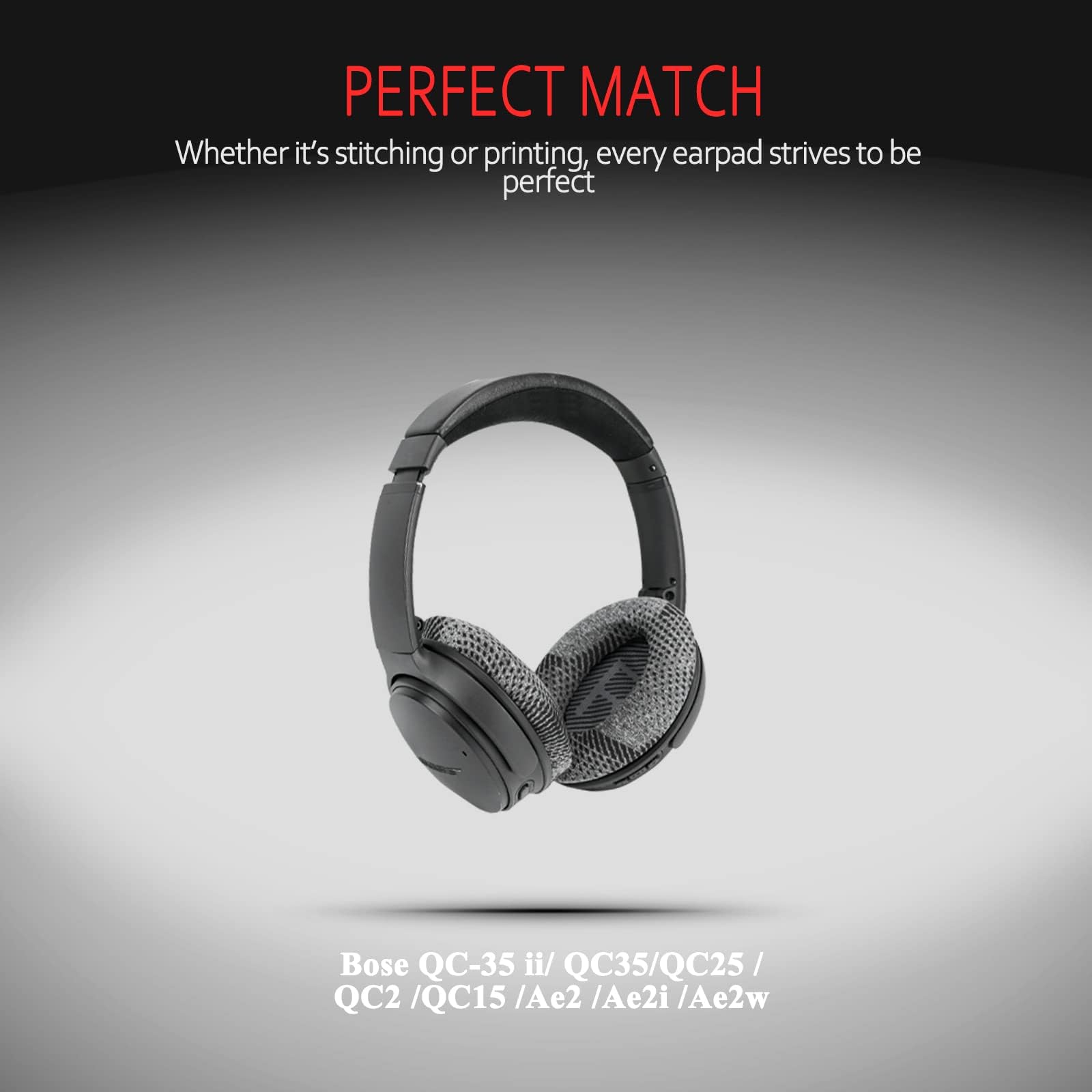 Krone Kalpasmos Instant-Chill Professional Bose Headphones Ear Pads, Fits Bose QuietComfort 35 ii /QC35 /QC25 /QC2 /QC15 /Ae2 /Ae2i /Ae2w /SoundTrue & SoundLink(Over-Ear), Cooling-Gel by โ Black Scrim