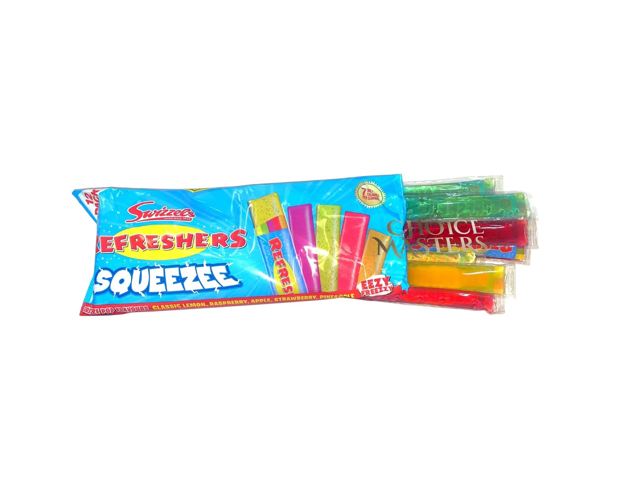 Refreshers Squeezee Freeze Pops 12 Ice Lollies - Lemon, Apple, Raspberry, Strawberry and Pineapple Flavour - Gluten Free, Suitable For Vegans