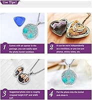 Vista 4 de Eusense Joyas de turquesa para mujer, collar de piedra lunar, collar de turquesa, plata de ley 925, joyería occidental para mujer, pulseras