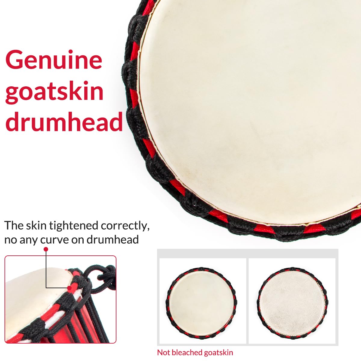 Djembes Drum AKLOT Afrikanische Trommel, handbemalt, 24,1 x 50,8 cm, Mahagoni-Ziegenleder, Schlagzeugfell für Erwachsene, Anfänger, Anfänger