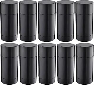 10-Pack Black Deodorant Stick Containers With Caps, 2.65 Oz Oval Shaped Twist-Up Tubes For Homemade Cosmetic And Deodorant Solutions