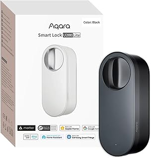 Aqara Serrure Connectée U200 Lite, Matter over Thread, Mode Silencieux, Auto-Verrouillage, Accès à Distance, Batterie Rechargeable, Compatible Apple Home, Home Assistant, Google Home, Alexa, Noir