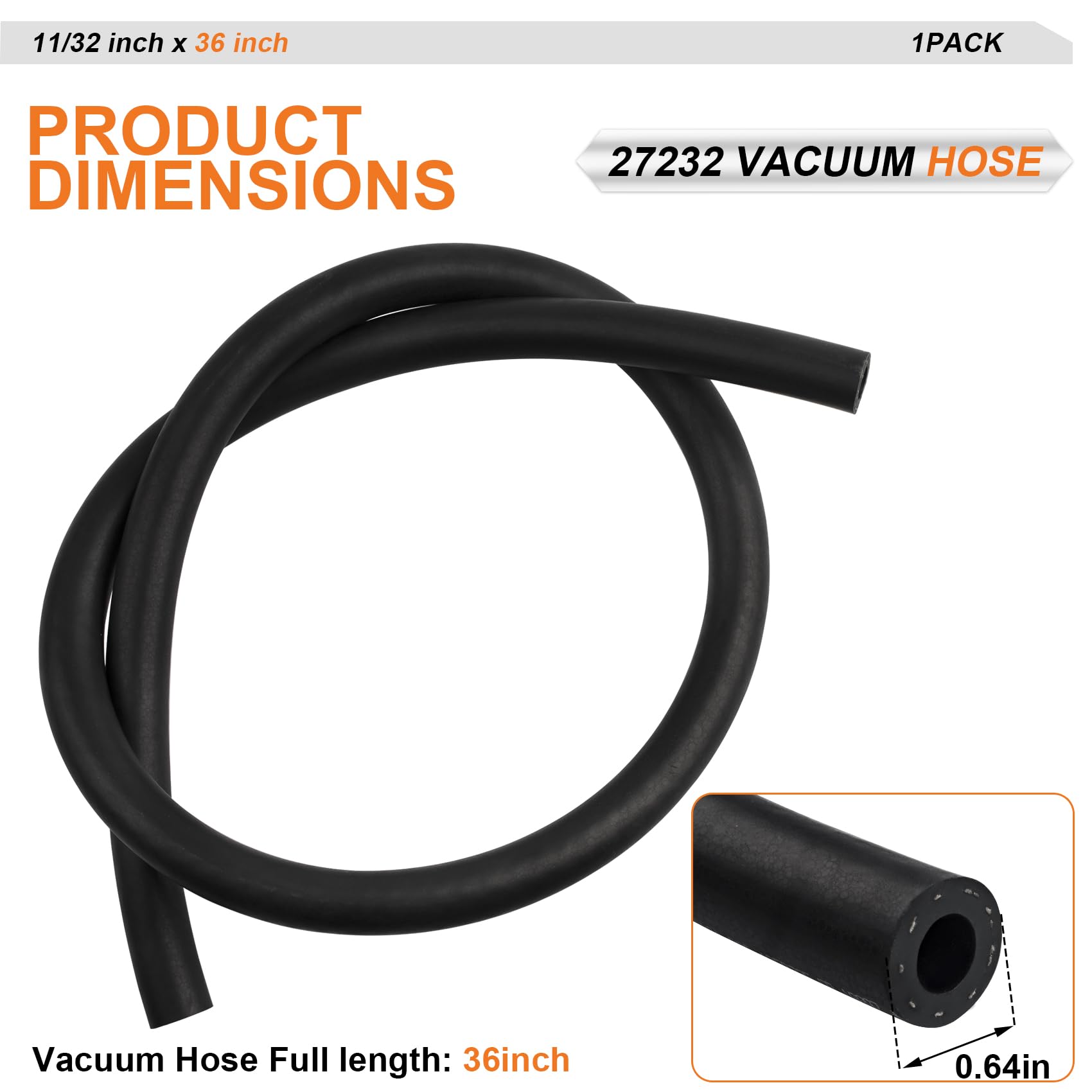 Snapklik.com : 27232 Power Brake Booster Vacuum Hose, 11/32 Inch