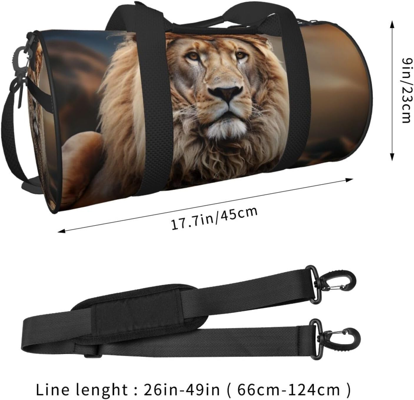 Sports Gym Bag for Women Men Travel Duffel Bag Tote Weekender Bag Carry on Overnight Bag for Travel Swimming Fitness Workout Sports Creative Animals Lion Duffle Bag