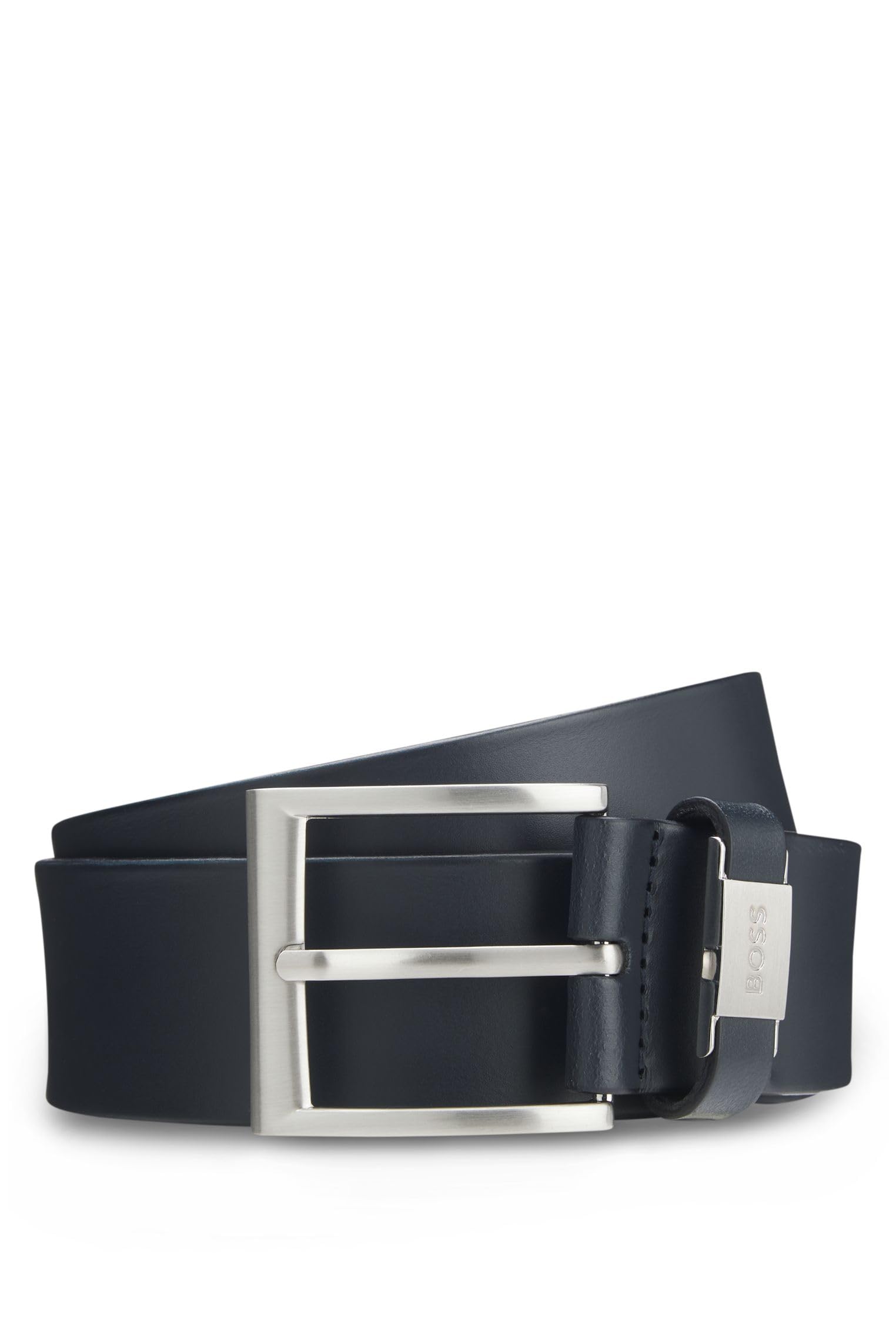BOSS Mens Connio Branded-keeper belt in Italian leather