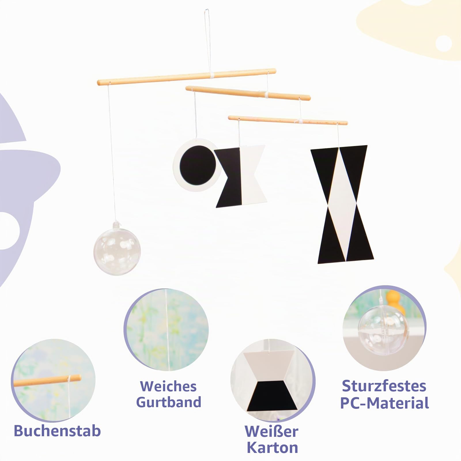 Munari Mobile, Montessori-Mobile, Babyspielzeug, Wickelspielzeug, Visuelle Verfolgung, Neugeborenen-Spielzeug