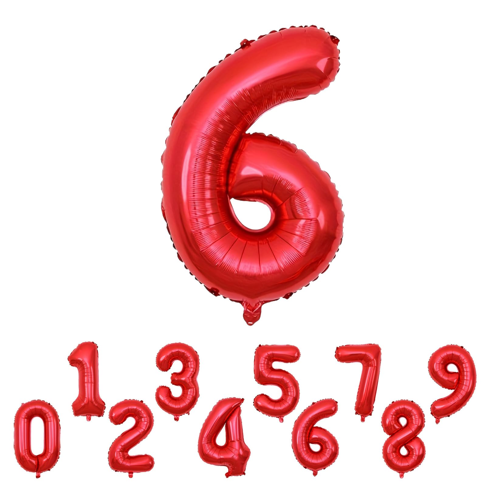 Amazon | レッド 誕生日 数字 バルーン 1PCS 赤い ナンバー バルーン 6